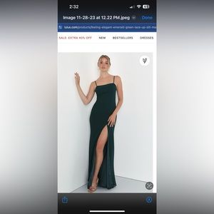 Lulus Feeling Elegant Emerald Green Lace up Slit Maxi Dress